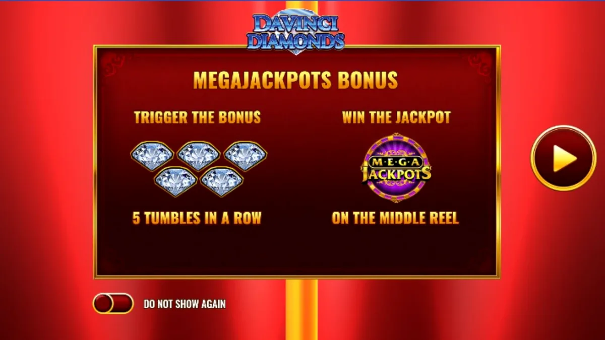 Tampilan visual slot Mega Jackpot DaVinci Diamonds dengan elemen seni Renaisans dan permata