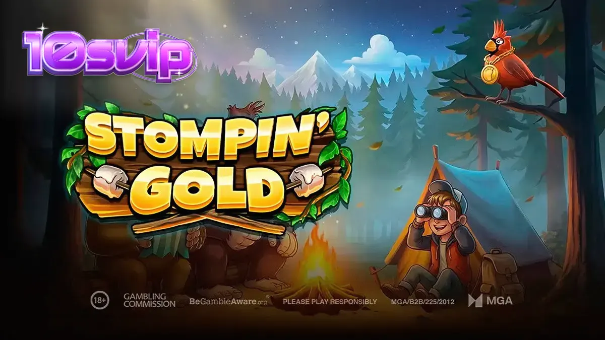 Pemandangan hutan berkabut dalam slot Stompin Gold